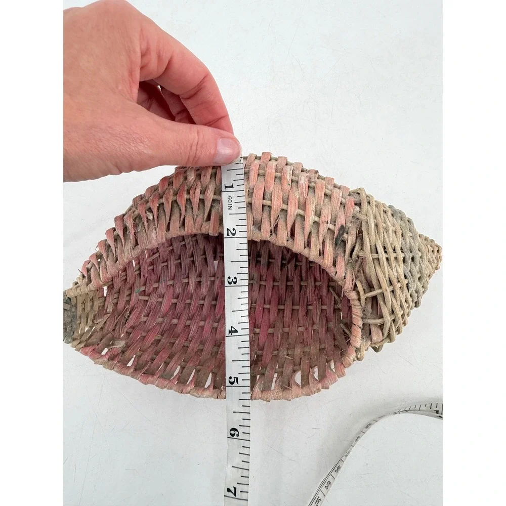 Ben Rickert Wicker Conch Shell Basket Small Pink Coastal Cottagecore Decor